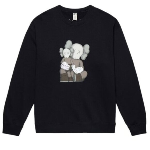 KAWS x Uniqlo Black Longsleeve Sweatshirt - Picture 1 of 7